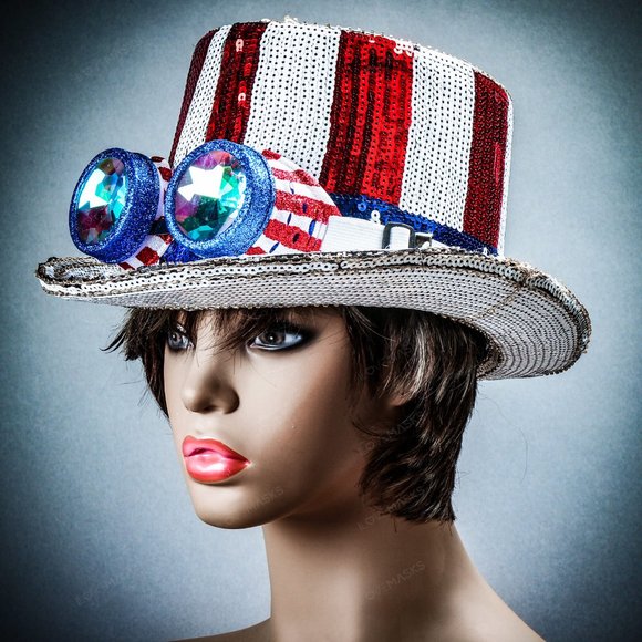 Uncle Sam USA July 4th Costume Top Hat Goggles - Picture 7 of 7